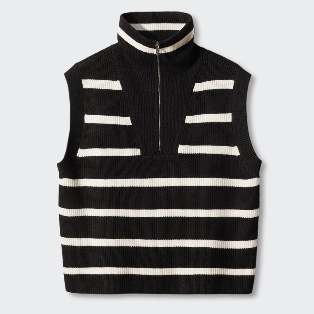Mango XS-STRIPED GILET WITH ZIP